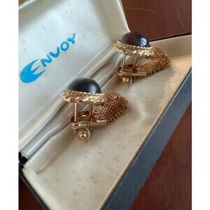 Vintage Envoy Brown and Gold Tone Cufflinks Set